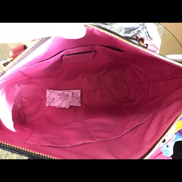 Coach signature coated brown pvc pink leather tote - Picture 4 of 8
